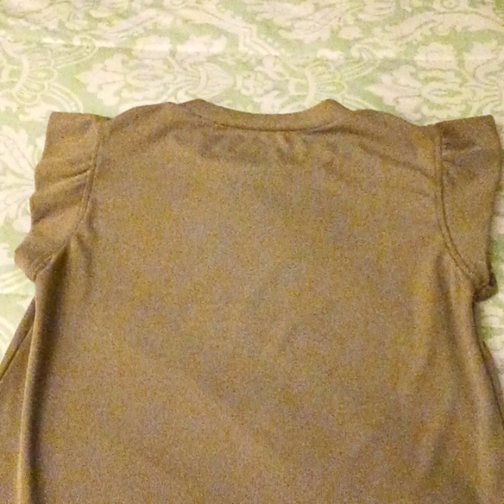 Olive Green Short sleeve shirt with ruffle cap sleeves. Only worn once. - Picture 4 of 6